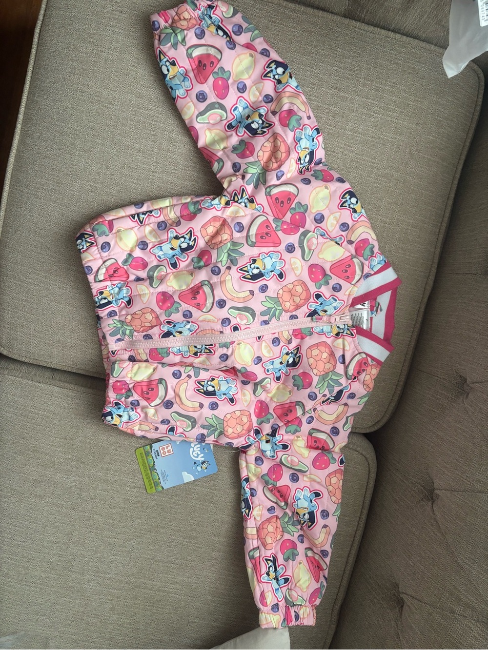 Kids Pink Fruit & Animal Print Zip-Up Pajama Jacket